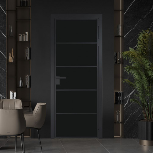 Межкомнатная дверь ProfilDoors 14 AG стекло Монохром черный триплекс цвет профиля Черный матовый