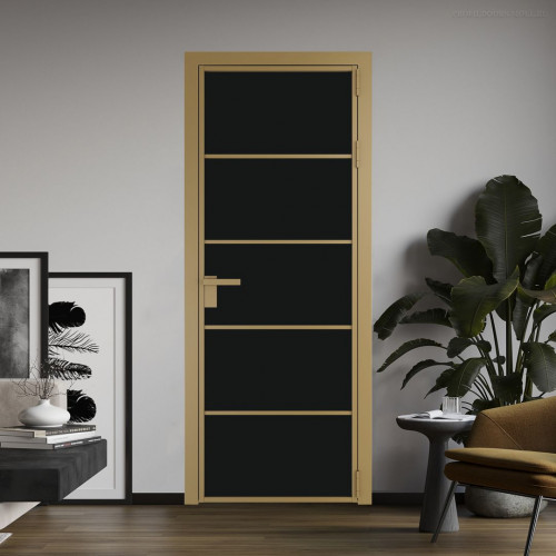 Межкомнатная дверь ProfilDoors 14 AG стекло Монохром черный триплекс цвет профиля Золото