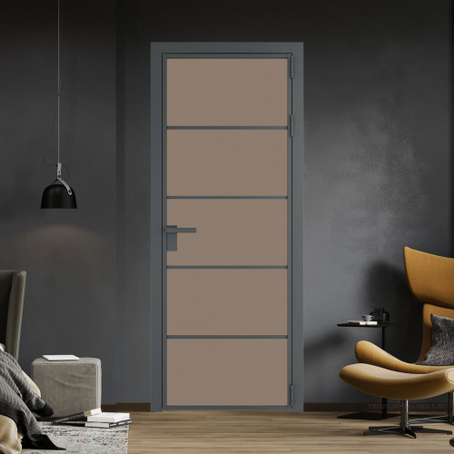 Межкомнатная дверь ProfilDoors 14 AG стекло Монохром капучино триплекс цвет профиля Серая ночь