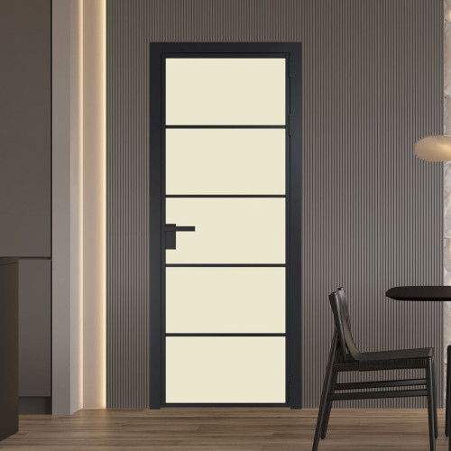 Межкомнатная дверь ProfilDoors 14 AG стекло Монохром жемчуг триплекс цвет профиля Черный матовый