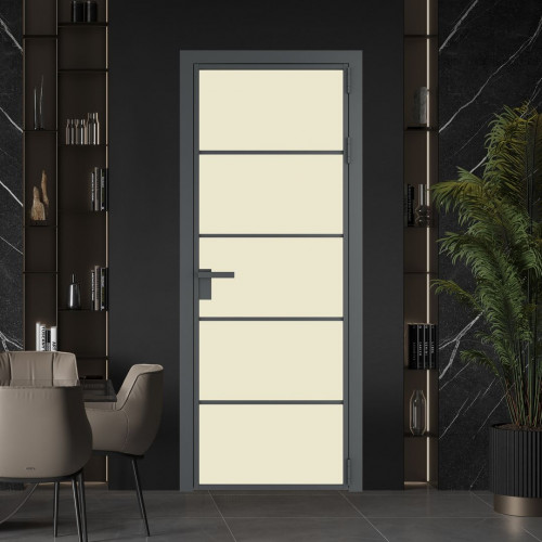 Межкомнатная дверь ProfilDoors 14 AG стекло Монохром жемчуг триплекс цвет профиля Серая ночь