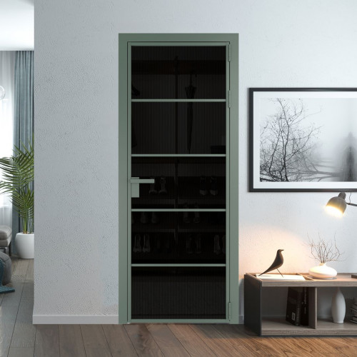 Межкомнатная дверь ProfilDoors 14 AG стекло Мору двухстороннее черное цвет профиля Зеленый воск