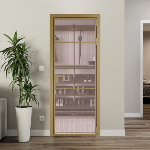 Межкомнатная дверь ProfilDoors 14 AG стекло Мору розовое цвет профиля Золото