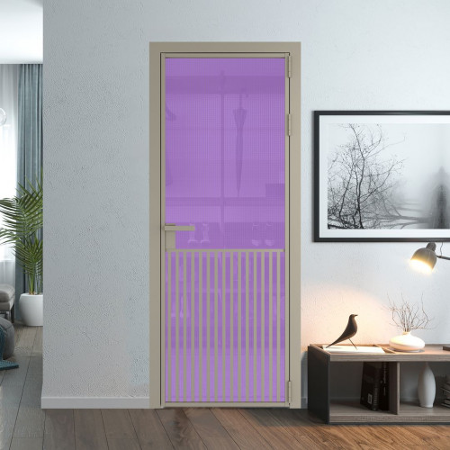 Межкомнатная дверь ProfilDoors 15 AG стекло Кризет фиолетовое цвет профиля Никель матовый