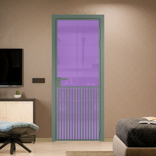 Межкомнатная дверь ProfilDoors 15 AG стекло Кризет фиолетовое цвет профиля Зеленый воск