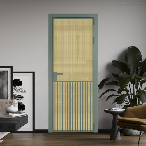 Межкомнатная дверь ProfilDoors 15 AG стекло Кризет золото цвет профиля Зеленый воск