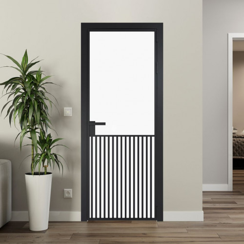 Межкомнатная дверь ProfilDoors 15 AG стекло Монохром белый просветленный триплекс цвет профиля Черный матовый