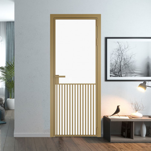 Межкомнатная дверь ProfilDoors 15 AG стекло Монохром белый просветленный триплекс цвет профиля Золото