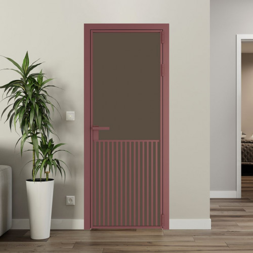 Межкомнатная дверь ProfilDoors 15 AG стекло Монохром гляссе триплекс цвет профиля Красный антрацит