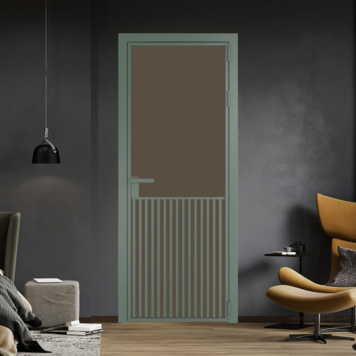 Межкомнатная дверь ProfilDoors 15 AG стекло Монохром гляссе триплекс цвет профиля Зеленый воск