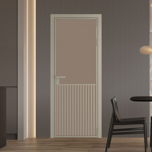 Межкомнатная дверь ProfilDoors 15 AG стекло Монохром капучино триплекс цвет профиля Никель матовый