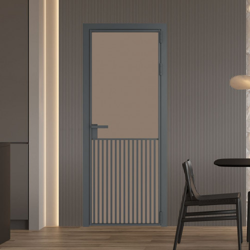 Межкомнатная дверь ProfilDoors 15 AG стекло Монохром капучино триплекс цвет профиля Серая ночь