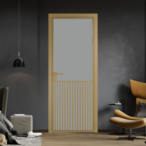 Межкомнатная дверь ProfilDoors 15 AG стекло Монохром серый триплекс цвет профиля Золото