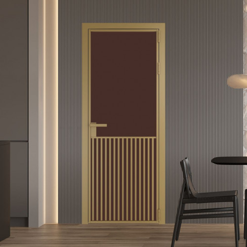 Межкомнатная дверь ProfilDoors 15 AG стекло Монохром шоколад триплекс цвет профиля Золото