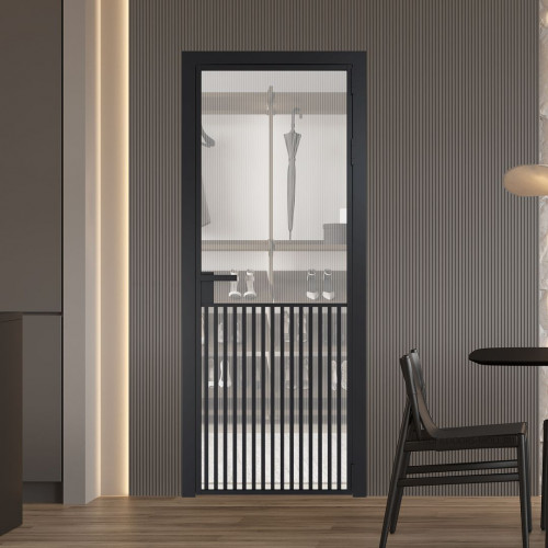 Межкомнатная дверь ProfilDoors 15 AG стекло Мору двухстороннее белое цвет профиля Черный матовый