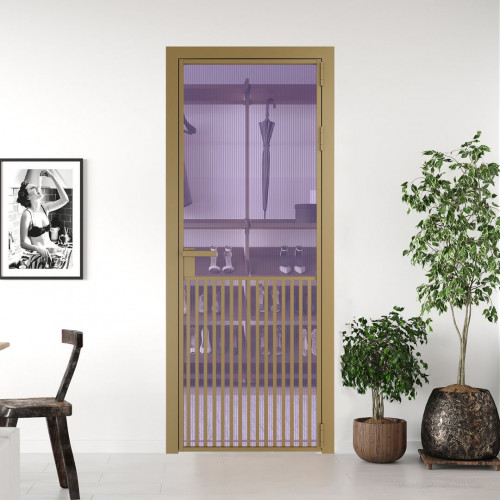 Межкомнатная дверь ProfilDoors 15 AG стекло Мору фиолетовое цвет профиля Золото