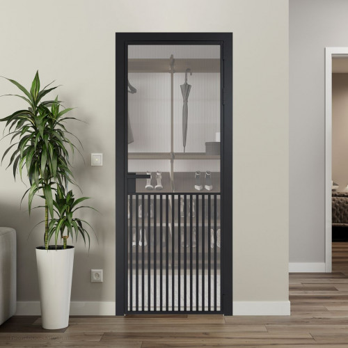 Межкомнатная дверь ProfilDoors 15 AG стекло Мору осветленное цвет профиля Черный матовый