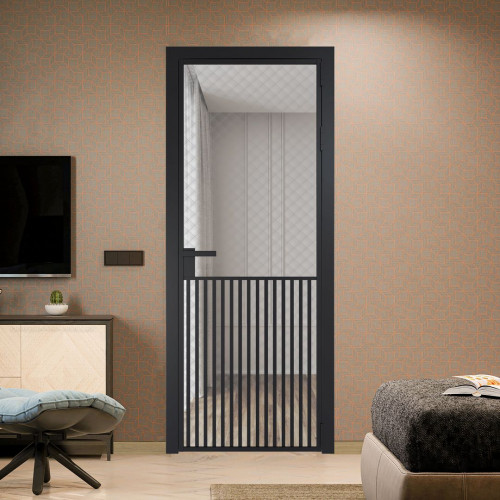 Межкомнатная дверь ProfilDoors 15 AG стекло Ромб серебро цвет профиля Черный матовый
