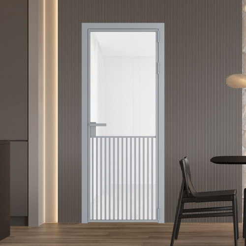 Межкомнатная дверь ProfilDoors 15 AG стекло Триплекс белый цвет профиля Серебро