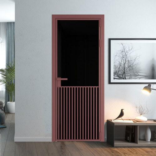 Межкомнатная дверь ProfilDoors 15 AG стекло Триплекс черный цвет профиля Красный антрацит