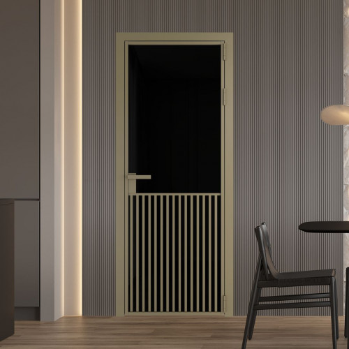 Межкомнатная дверь ProfilDoors 15 AG стекло Триплекс черный цвет профиля Шампань