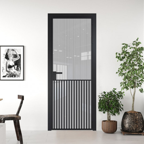 Межкомнатная дверь ProfilDoors 15 AG стекло Узор Страйп цвет профиля Черный матовый