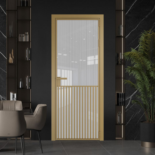Межкомнатная дверь ProfilDoors 15 AG стекло Узор Страйп цвет профиля Золото