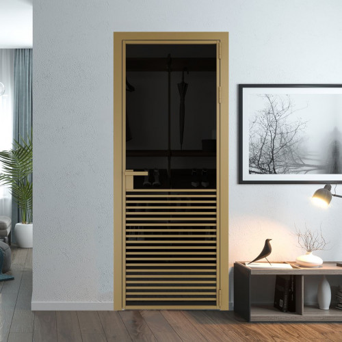 Межкомнатная дверь ProfilDoors 16 AG стекло Черное тонированное цвет профиля Золото