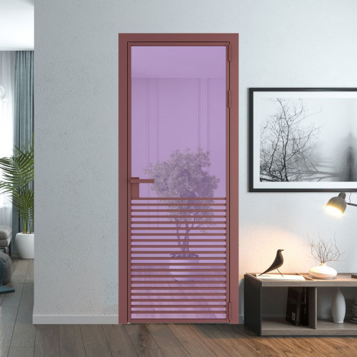 Межкомнатная дверь ProfilDoors 16 AG стекло Фиолетовое шпион цвет профиля Красный антрацит