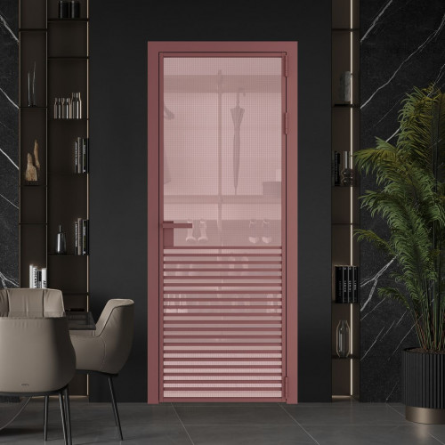 Межкомнатная дверь ProfilDoors 16 AG стекло Кризет розовое цвет профиля Красный антрацит