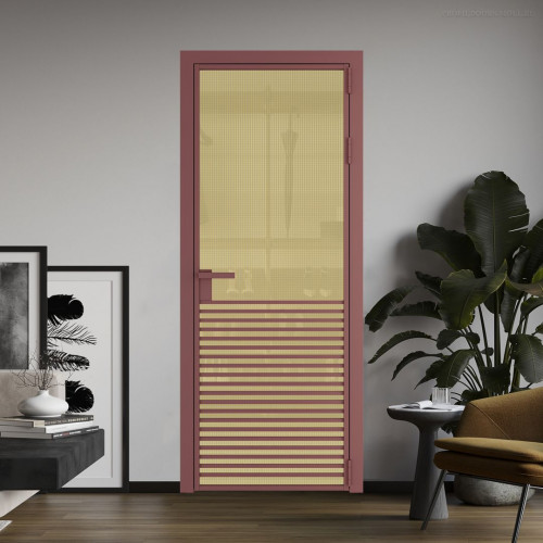 Межкомнатная дверь ProfilDoors 16 AG стекло Кризет золото цвет профиля Красный антрацит