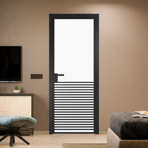 Межкомнатная дверь ProfilDoors 16 AG стекло Монохром белый просветленный триплекс цвет профиля Черный матовый