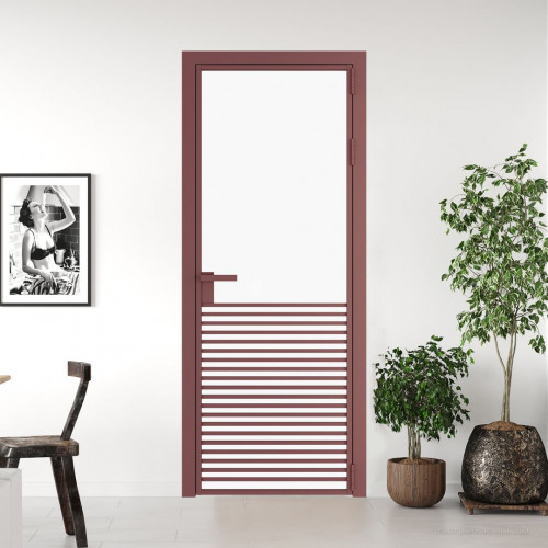 Межкомнатная дверь ProfilDoors 16 AG стекло Монохром белый просветленный триплекс цвет профиля Красный антрацит