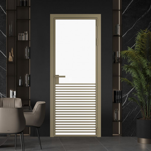 Межкомнатная дверь ProfilDoors 16 AG стекло Монохром белый просветленный триплекс цвет профиля Шампань