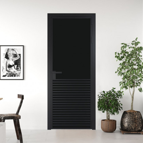 Межкомнатная дверь ProfilDoors 16 AG стекло Монохром черный триплекс цвет профиля Черный матовый