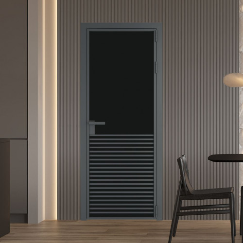 Межкомнатная дверь ProfilDoors 16 AG стекло Монохром черный триплекс цвет профиля Серая ночь