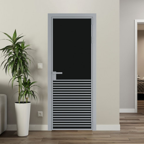 Межкомнатная дверь ProfilDoors 16 AG стекло Монохром черный триплекс цвет профиля Серебро