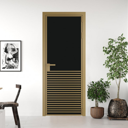 Межкомнатная дверь ProfilDoors 16 AG стекло Монохром черный триплекс цвет профиля Золото