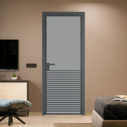 Межкомнатная дверь ProfilDoors 16 AG стекло Монохром серый триплекс цвет профиля Серая ночь