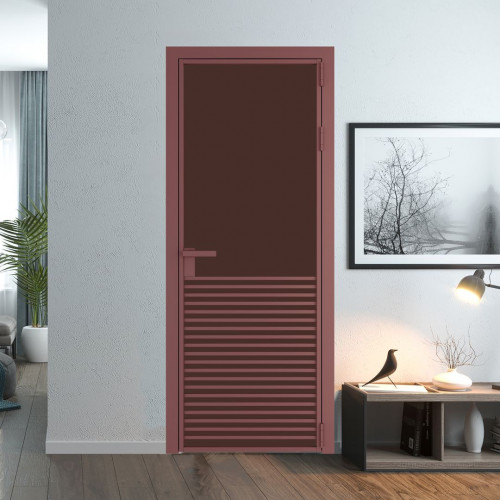Межкомнатная дверь ProfilDoors 16 AG стекло Монохром шоколад триплекс цвет профиля Красный антрацит