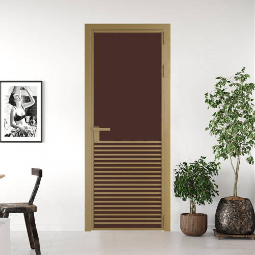 Межкомнатная дверь ProfilDoors 16 AG стекло Монохром шоколад триплекс цвет профиля Золото