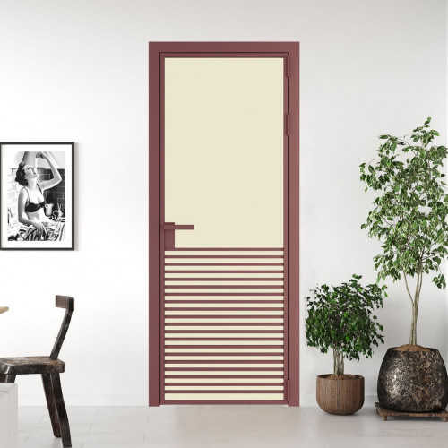 Межкомнатная дверь ProfilDoors 16 AG стекло Монохром жемчуг триплекс цвет профиля Красный антрацит