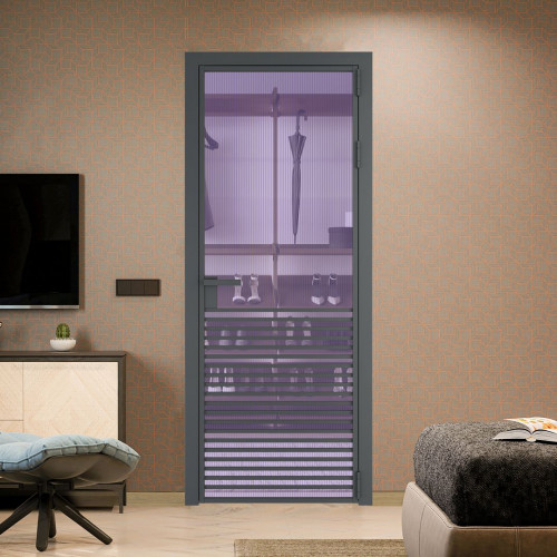 Межкомнатная дверь ProfilDoors 16 AG стекло Мору фиолетовое цвет профиля Серая ночь