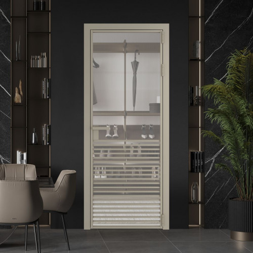 Межкомнатная дверь ProfilDoors 16 AG стекло Мору осветленное цвет профиля Никель матовый