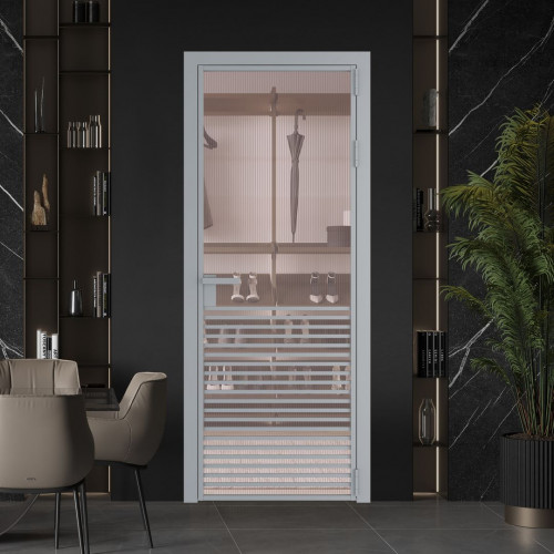 Межкомнатная дверь ProfilDoors 16 AG стекло Мору розовое цвет профиля Серебро