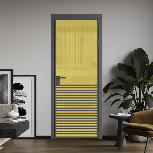Межкомнатная дверь ProfilDoors 16 AG стекло Мору золото цвет профиля Серая ночь