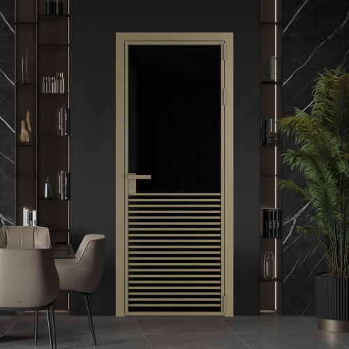 Межкомнатная дверь ProfilDoors 16 AG стекло Триплекс черный цвет профиля Шампань