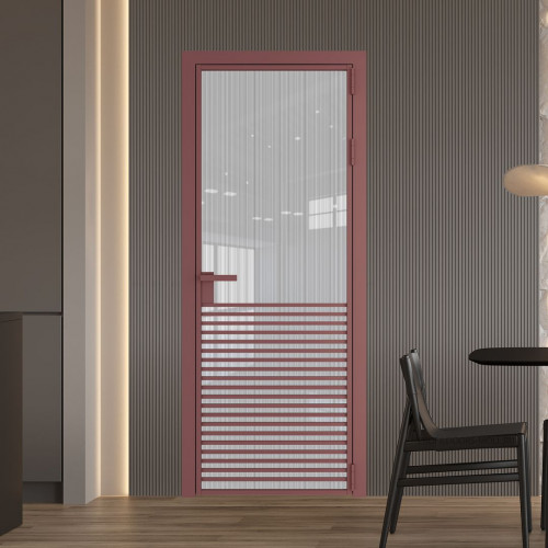 Межкомнатная дверь ProfilDoors 16 AG стекло Узор Страйп цвет профиля Красный антрацит