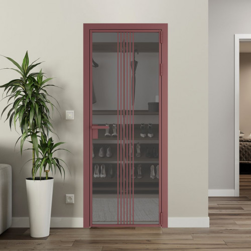Межкомнатная дверь ProfilDoors 18 AG стекло Комфорт серый цвет профиля Красный антрацит
