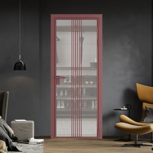 Межкомнатная дверь ProfilDoors 18 AG стекло Кризет цвет профиля Красный антрацит
